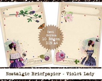Nostalgic Stationery Set Violet Lavender Ladys