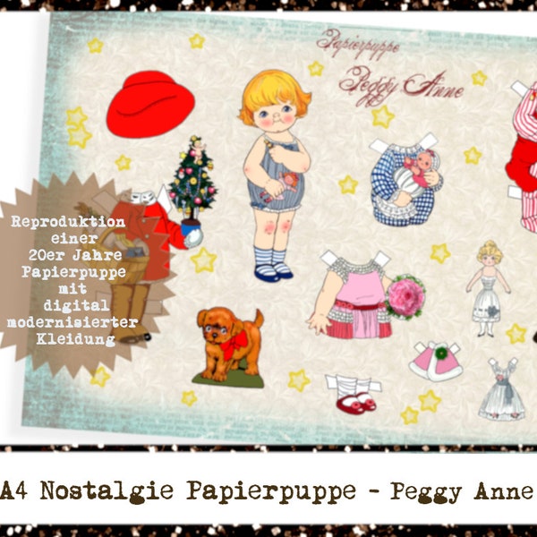 Ausschneidebogen Papierpuppe Peggy Anne