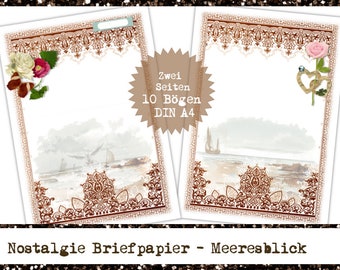 Nostalgisches Briefpapier Set Meeresblick