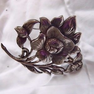 Silver brooch from 1920 Flower brooch antique Flower Design Jewelery