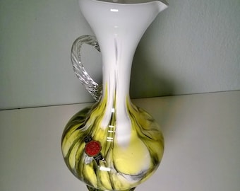 Vase en verre, carafe Murano avec poignée *liquide ensoleillé* Vintage vivant avec pimp-factory.de