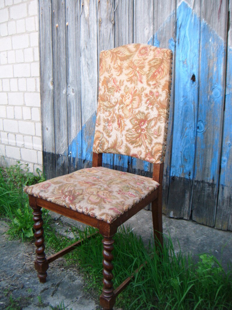 Chaise Vintage Chaise Rembourrée Chaise En Bois Tapisserie  Etsy France
