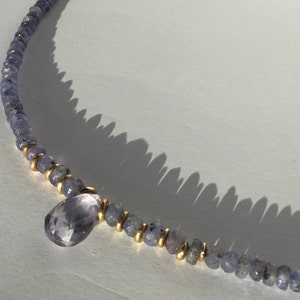 Tansanit & Mystik-Quarz Collier, Halskette Lila, Brautkette, Brautschmuck, Tansanitkette, Geschenk Bild 6