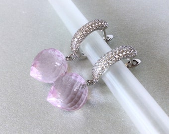 Pink Hydro Quarz & CZ Ohrringe in Silber