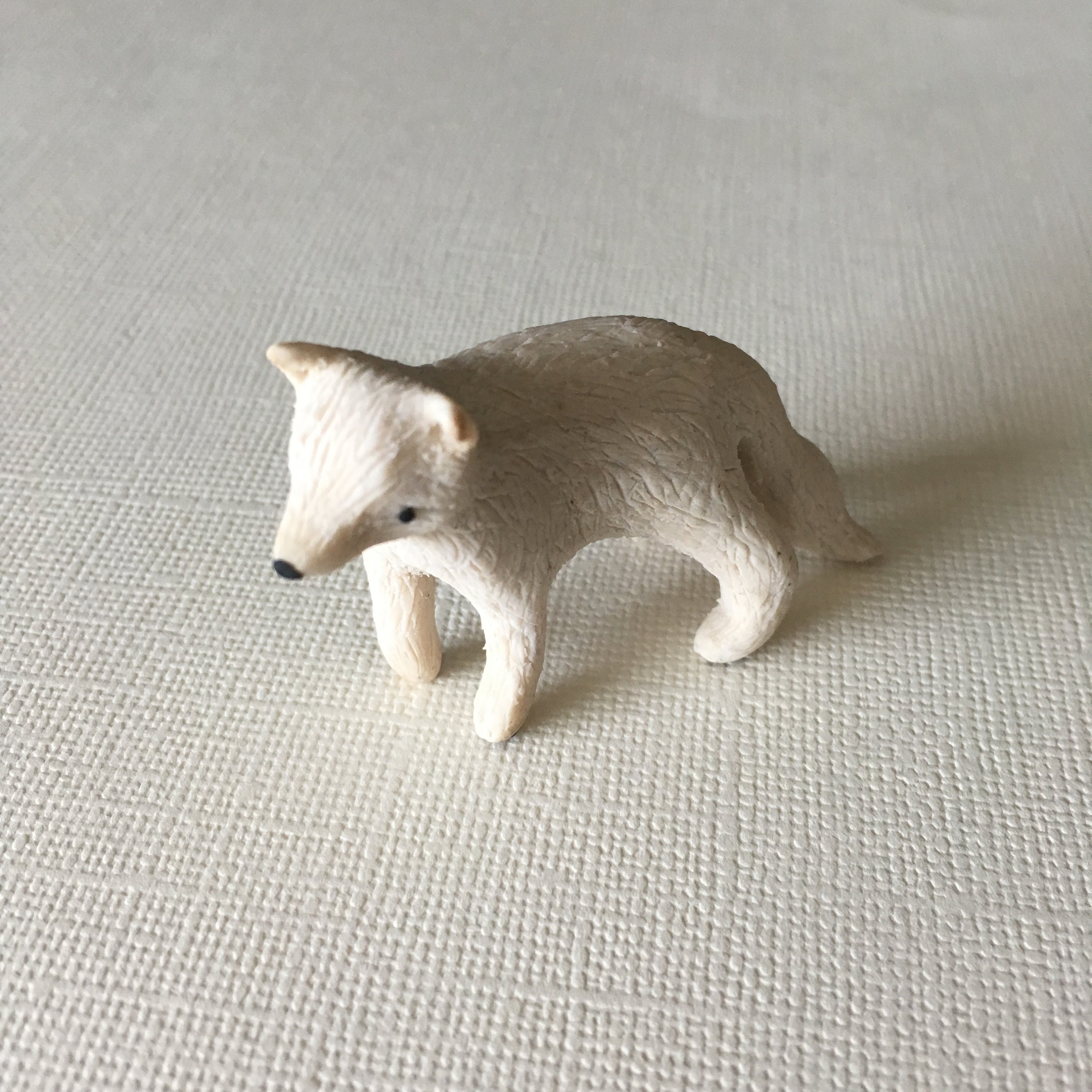 Miniature Arctic Fox Replica Figurine