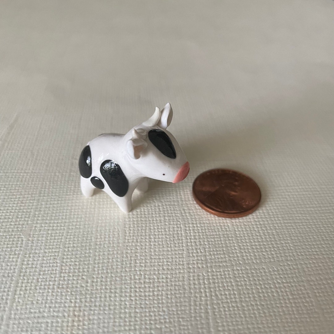 Extra Small Cow Figurine, Miniature Cow, Tiny Cow Sculpture, Barnyard