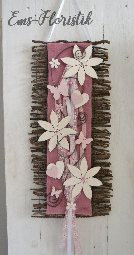 Door Wreath Door Decorations Door Decoration Vine Mat Flowers Butterfly Pink Nature
