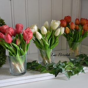 Tulpen Real Touch 4 Farben, creme, orange, pink,rosa Bild 1