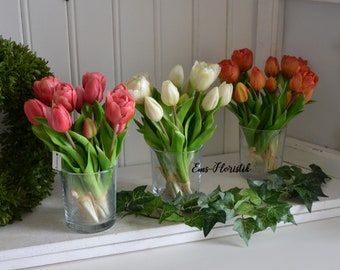 Tulips Real Touch 6 colors, cream, orange, pink, red, yellow