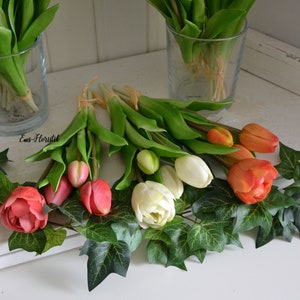 Tulpen Real Touch 4 Farben, creme, orange, pink,rosa Bild 2