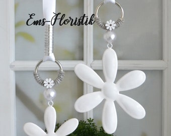 Window decoration hanging decoration flower white shiny beads shaped wire 13/16 cm 2 sizes