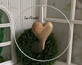 Window decoration window hanger heart in a ring Ø 30 cm white-natural