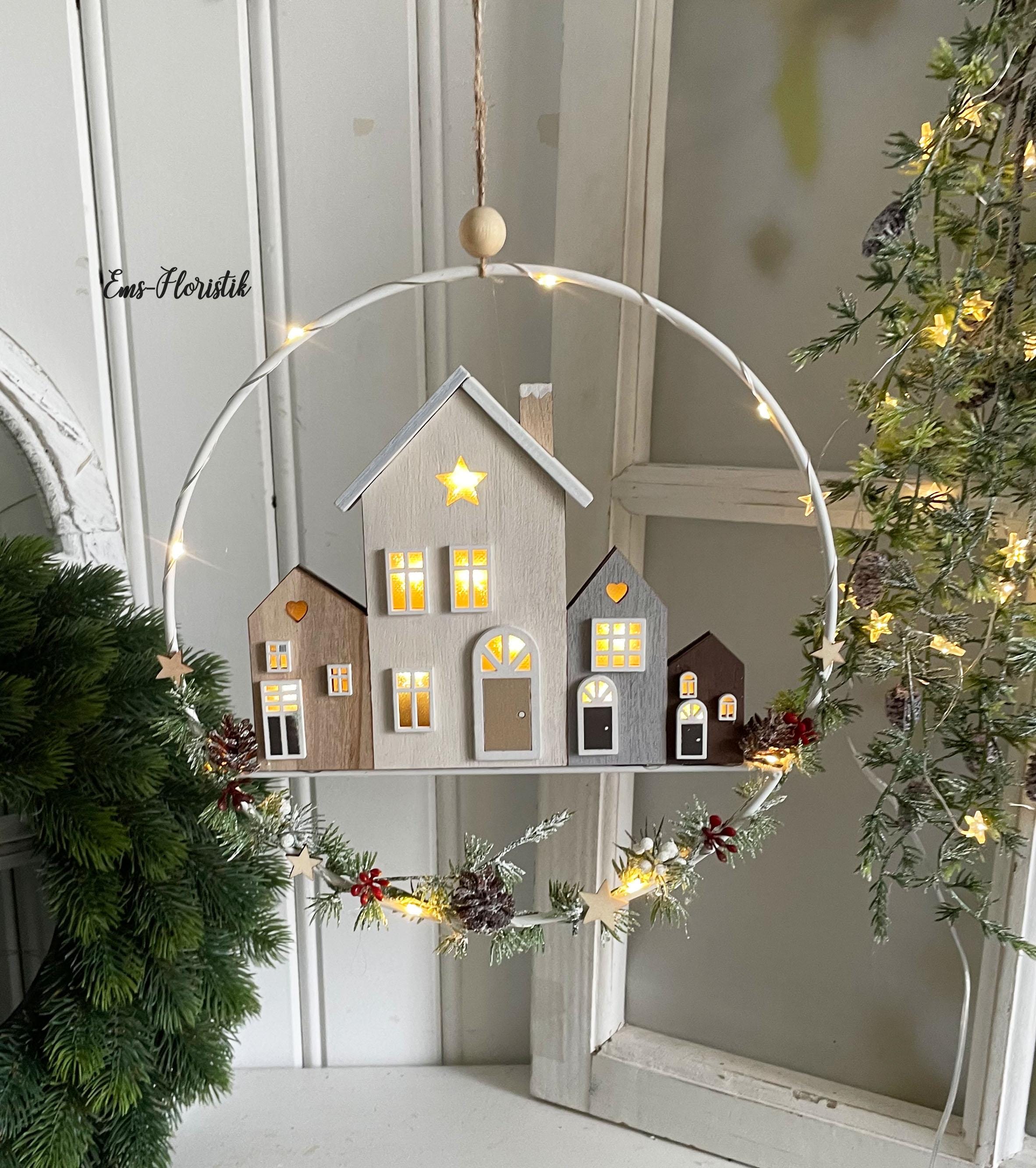Fensterdeko Häuserreihe im Ring D 25 cm mit LEDs