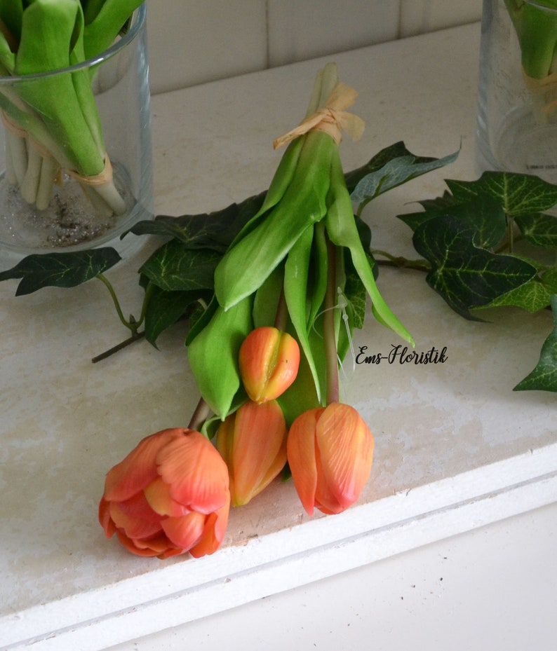 Tulpen Real Touch 4 Farben, creme, orange, pink,rosa Orange