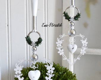 Window decoration window hanger heart in heart shabby chic white 2 sizes