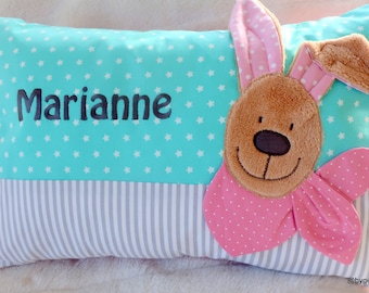 Namenskissen "HaSe" für Mädchen, Kinderkissen mit Name in rosa, mint, verschiedenen Größen, Wunschname