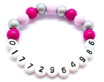 Children's bracelet with phone number, FREE SHIPPING,