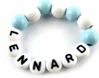 Baby bracelet FREE SHIPPING with name blue white