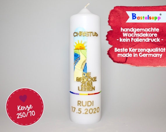 Taufkerze M/ädchen mit Namen und Datum Nr 30