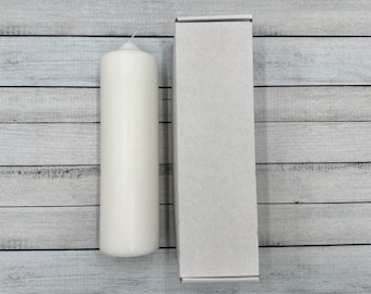 Kerze Kerzenrohling weiß 25x7 cm mit Karton Taufkerze weiß 250/70 25/7