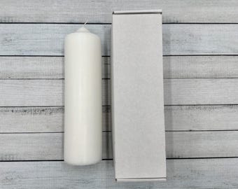 Kerze Kerzenrohling weiß 25x7 cm mit Karton Taufkerze weiß 250/70 25/7