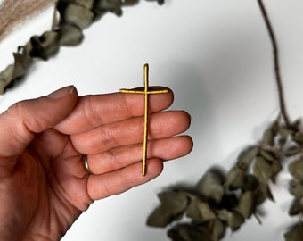 Kreuz schlicht gold - Wachsdekor No.95 Taufkerze Kommunionkerze selber machen