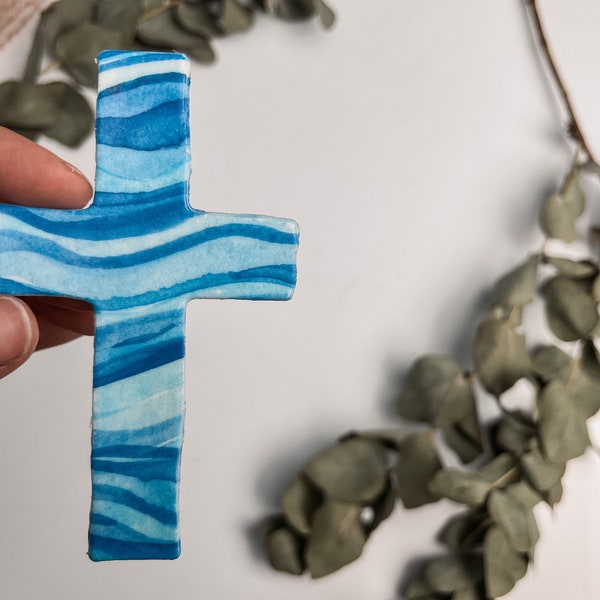 Wax decoration No.12 | Cross with wave print | Candle decorating craft