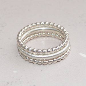 3 Ringe Set Kügelchen und Basic Ring aus 925er Silber image 1