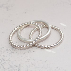 3 Ringe Set Kügelchen und Basic Ring aus 925er Silber image 3