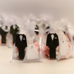Sacs de dragées en organza pour les mariés, Cadeaux de mariage pour invités, Pochettes cadeaux de fiançailles, Souvenir de remerciement d'être venu, Petites pochettes de chocolat