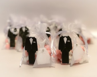 Sacs de dragées en organza pour les mariés, Cadeaux de mariage pour invités, Pochettes cadeaux de fiançailles, Souvenir de remerciement d'être venu, Petites pochettes de chocolat