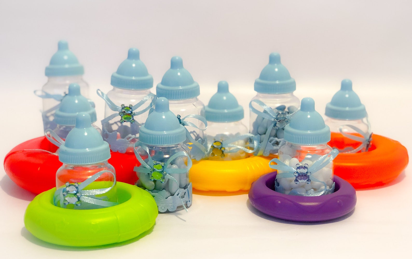 Set of Mini Baby Bottles Made of Plastic Blue Baby Bottles Etsy