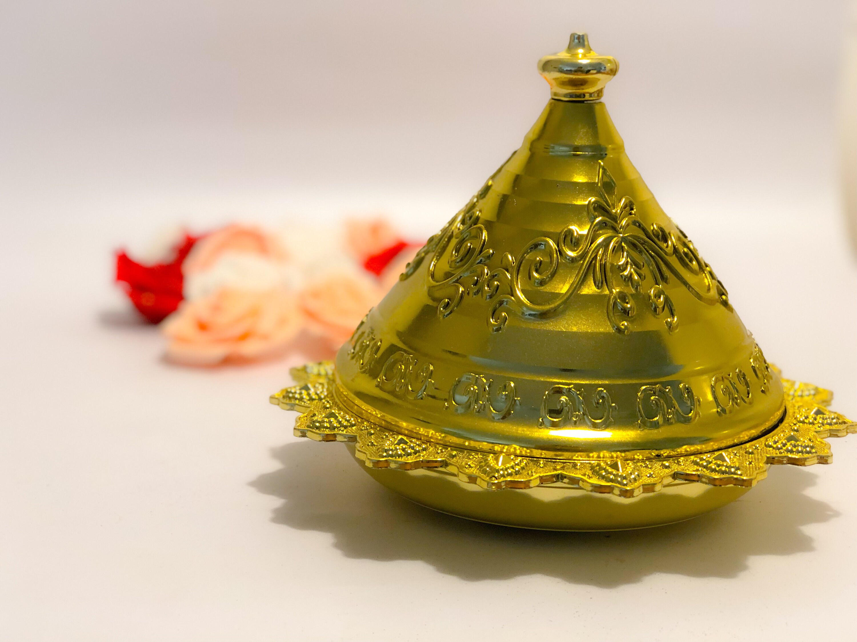 Set of Small Gold Decorative Plastic Moroccan Tagine Mini Decorated Favor Dish