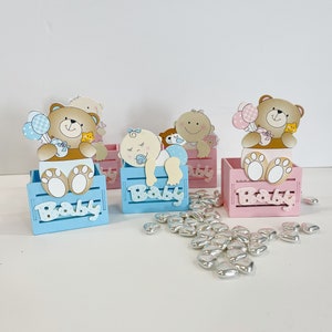 Blue and Pink Baby Shower Wooden Boxes, Unique Baby Shower Gift Box, Baby Shower Favor, Baby Sprinkle Favors, Baby Shower Decoration