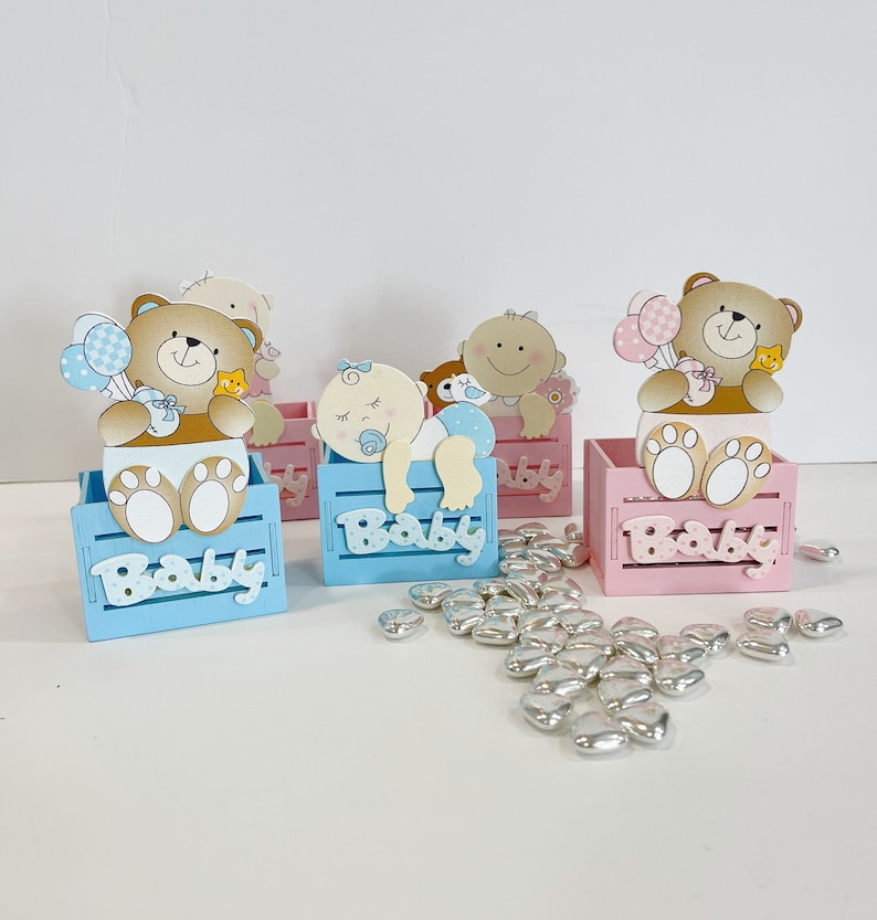 Blue and Pink Baby Shower Wooden Boxes Unique Baby Shower - Etsy