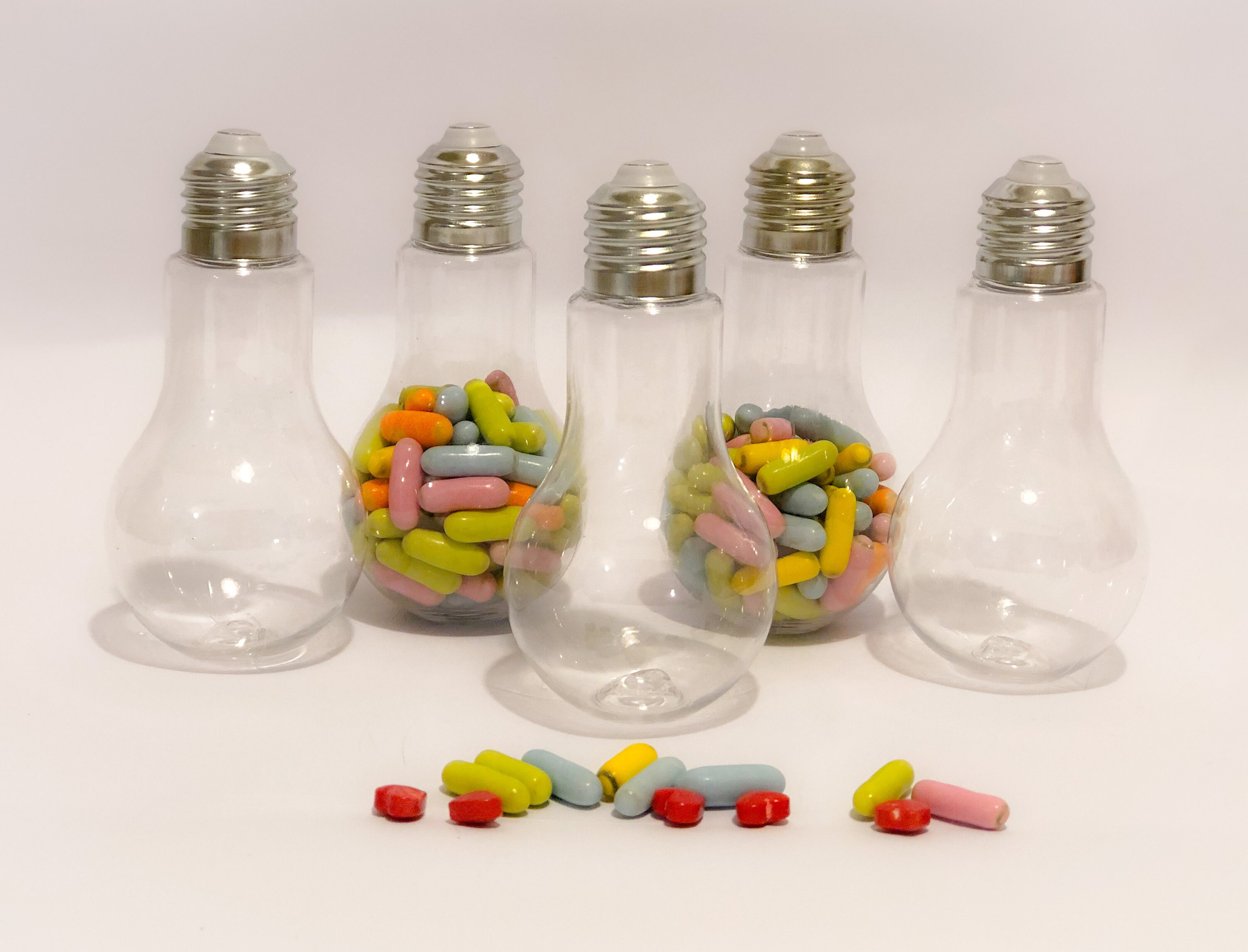 Set of Clear Plastic Fillable Light Bulbs With Silver Lid Etsy UK