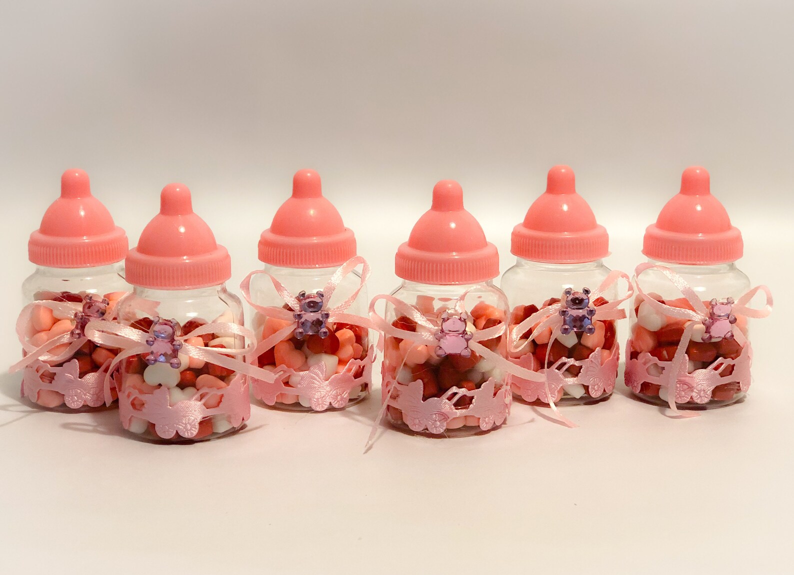 Set of Mini Baby Bottles Made of Plastic Pink Baby Bottles Etsy