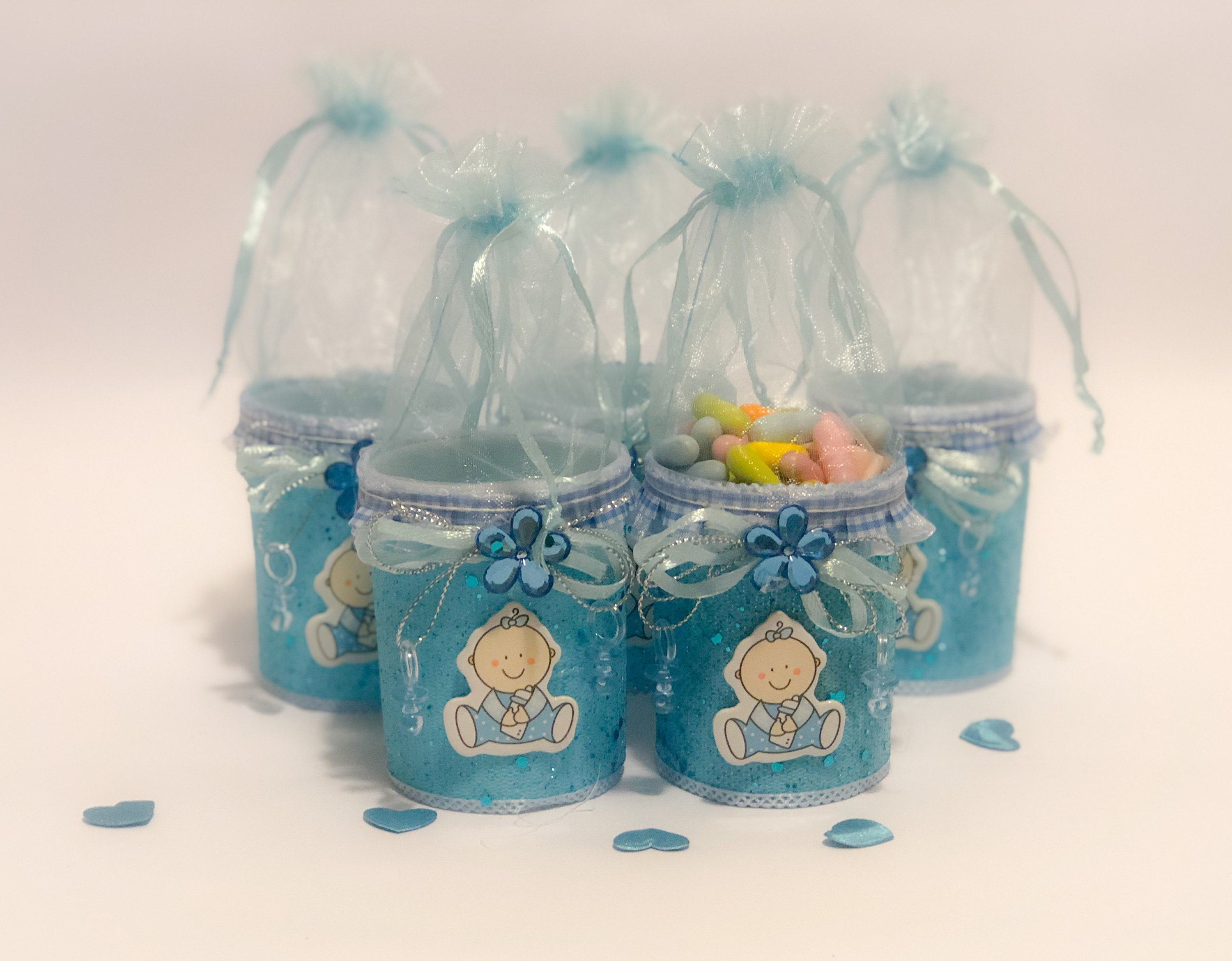 Set of Blue Bucket For Baby Shower Small Baby Shower Favor | Etsy