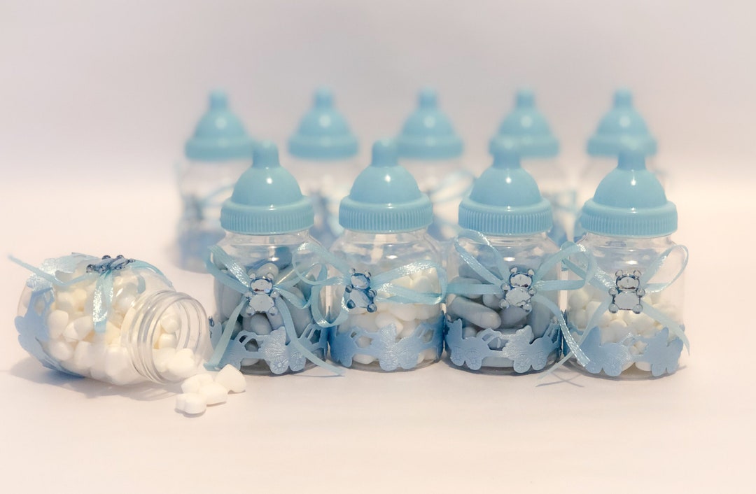 Set of Mini Baby Bottles Made of Plastic Blue Baby Bottles Etsy
