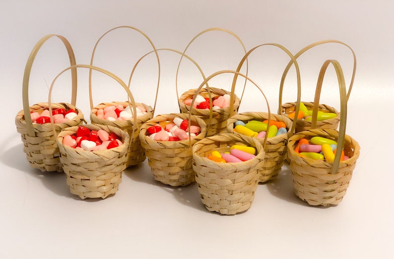 Set of Natural Miniature Straw Baskets Mini Wicker Baskets Etsy