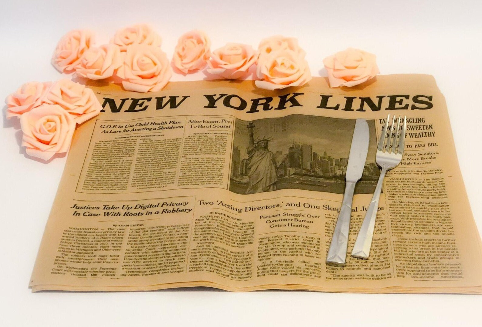 Set of Natural Newspaper Table Placement Mat Newspaper Place Etsy