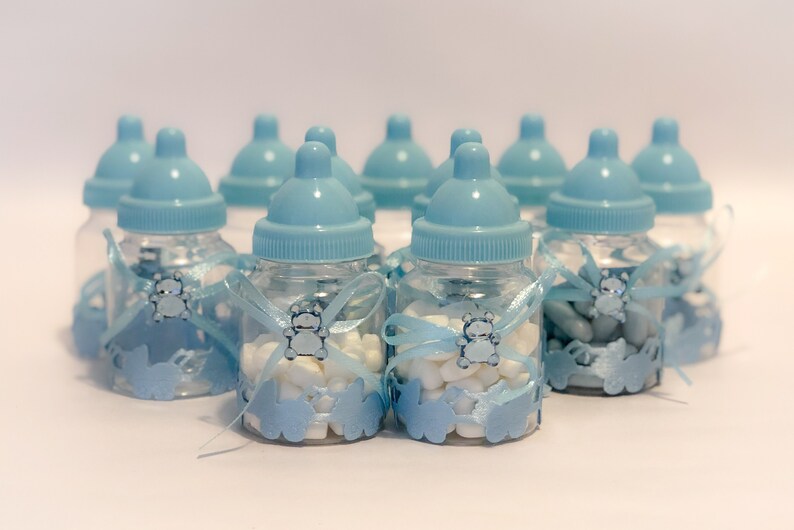 Set of Mini Baby Bottles Made of Plastic Blue Baby Bottles Etsy