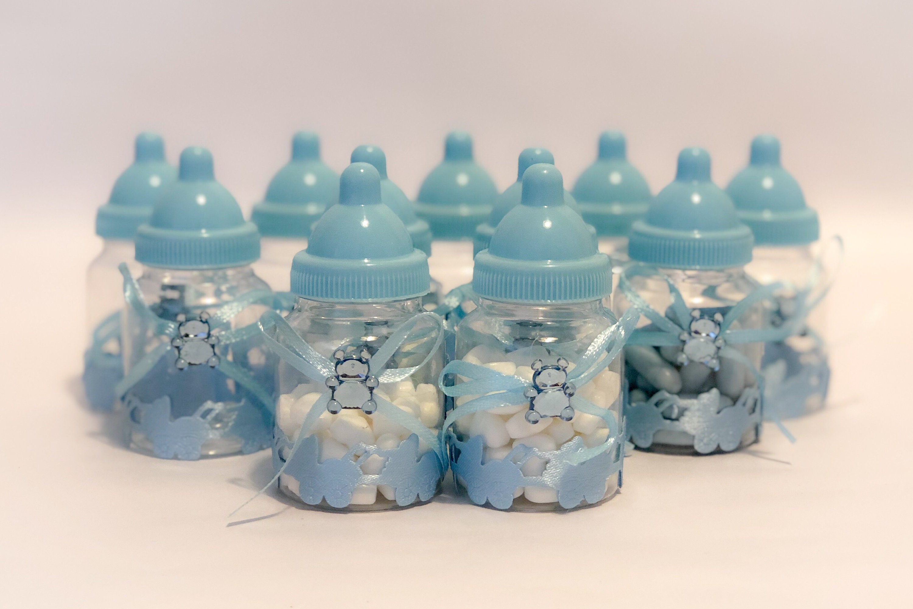 Set of Mini Baby Bottles Made of Plastic Blue Baby Bottles Etsy