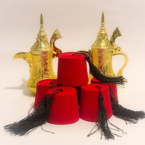 Set di cappelli marocchini rossi per l'henné, mini fez tarbush, regalo e design marocchino, matrimonio marocchino, arredamento etnico, bomboniera di Aladino
