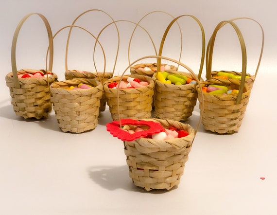 Natural Miniature Straw Baskets, Mini Wicker Baskets, Small Rustic