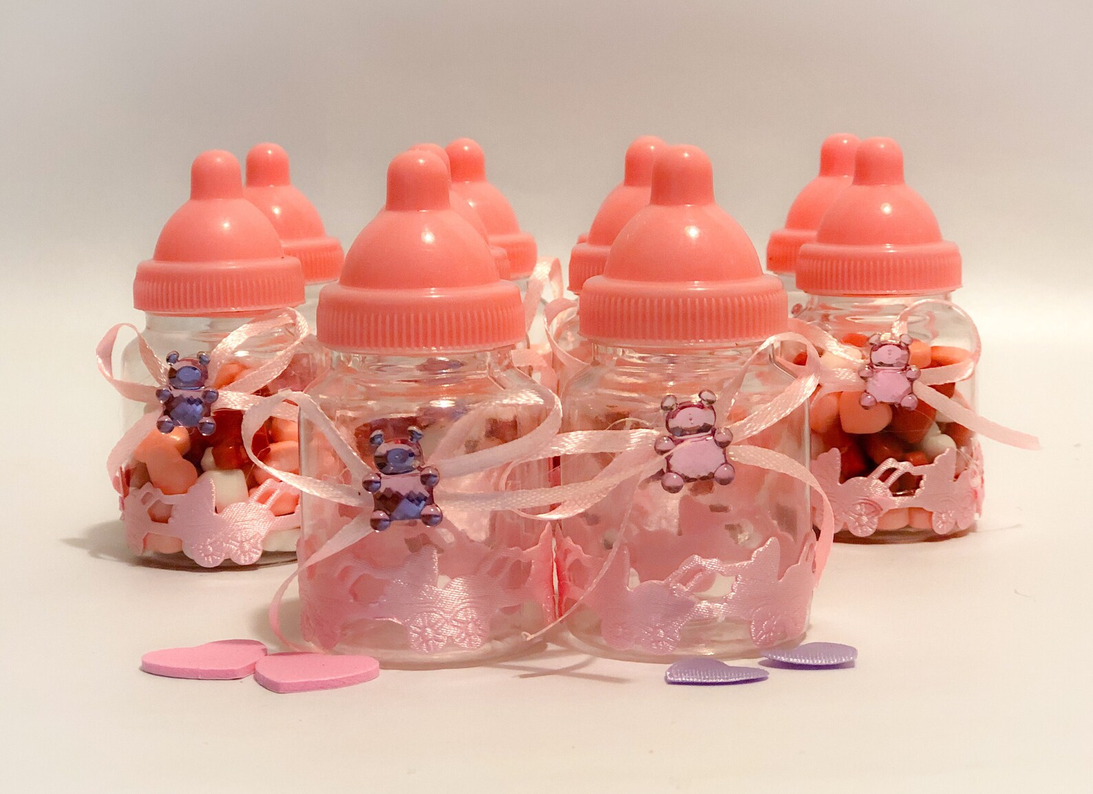 Set of Mini Baby Bottles Made of Plastic Pink Baby Bottles Etsy