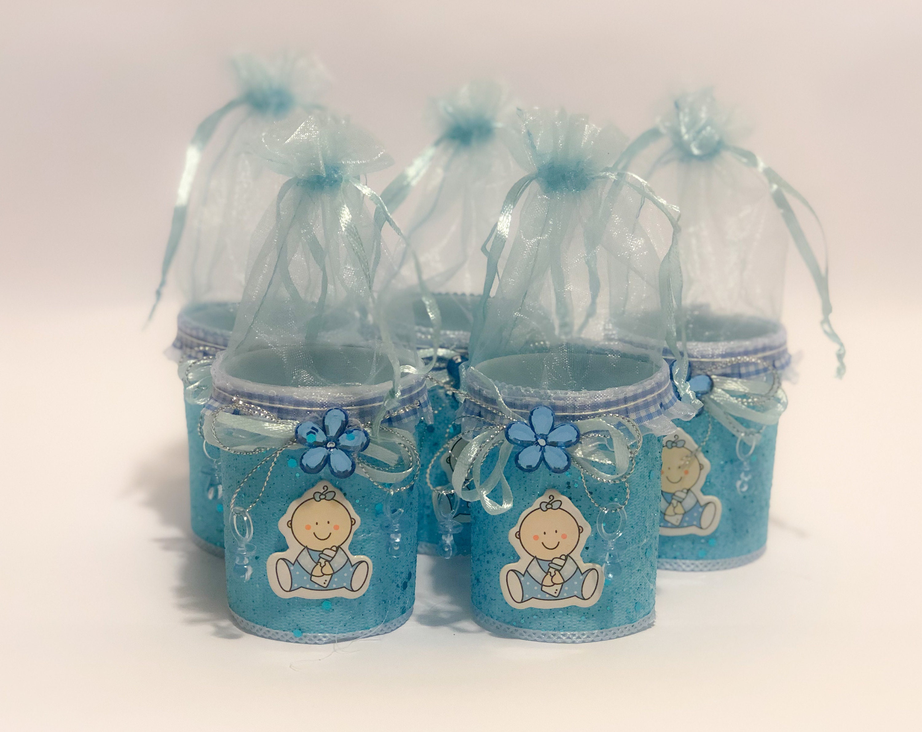 Set of Blue Bucket For Baby Shower Small Baby Shower Favor | Etsy