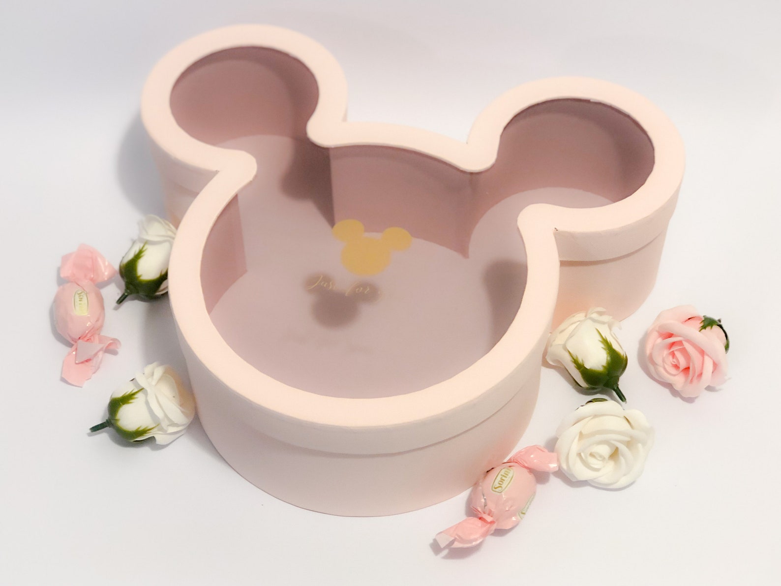 Set of Mickey Mouse Boxes With Clear Lid Keepsake box Gold Etsy