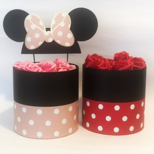 Minnie Maus Boxen mit Minnie Ohren, Andenken Box, Rot Schwarz Rosa Weiß, Minnie Maus Geschenkbox, Minnie Maus Geburtstag, Minnie Ideen