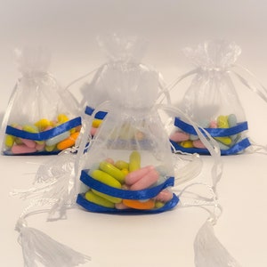 Witte Tallit organza zakjes voor Bar Mitswa, Unieke Bar Mitswa Gunsten, Bar Mitswa Party, Bar Mitswa Decoratie en Ideeën